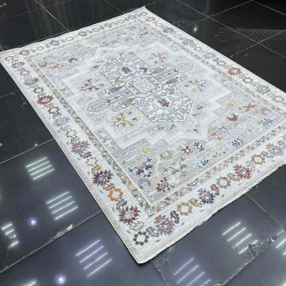 سجاد بوهيمي كريستال تركي DG198A لون كريم زهري مقاس 100*200