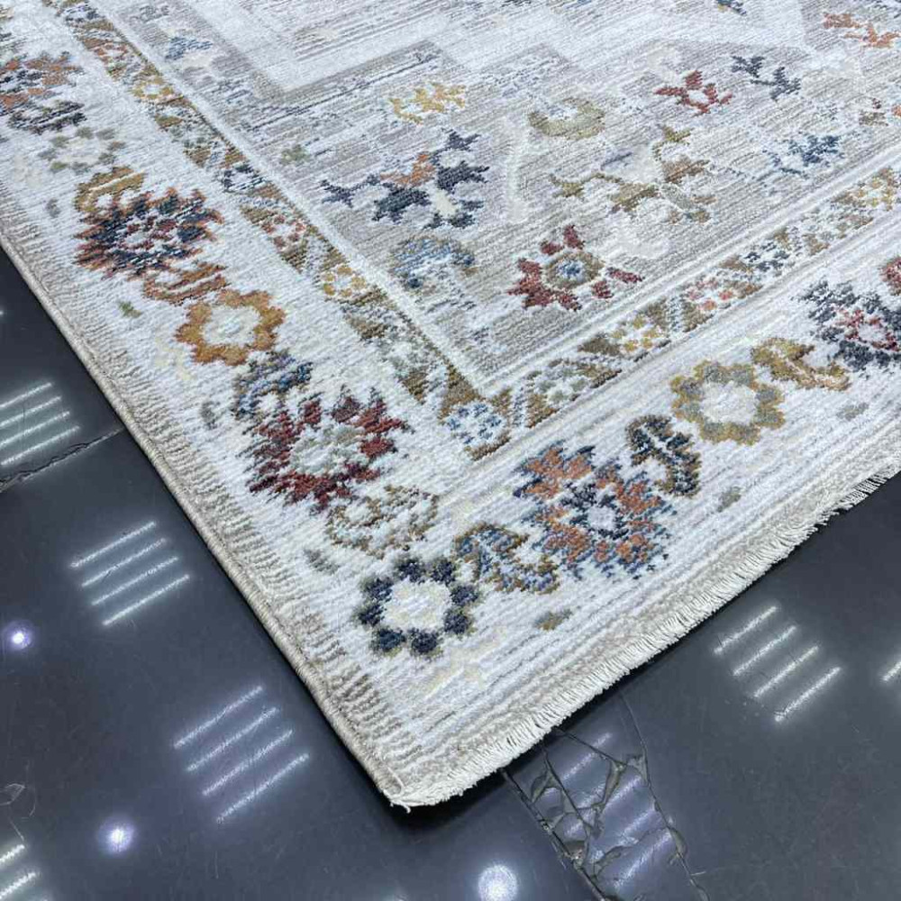 سجاد بوهيمي كريستال تركي DG198A لون كريم زهري مقاس 100*200