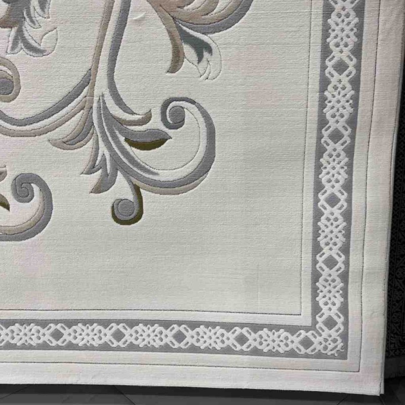 سجاد تركي داليا نقش فرنسي تركي 9771A كريم سيلفر مقاس 50*80