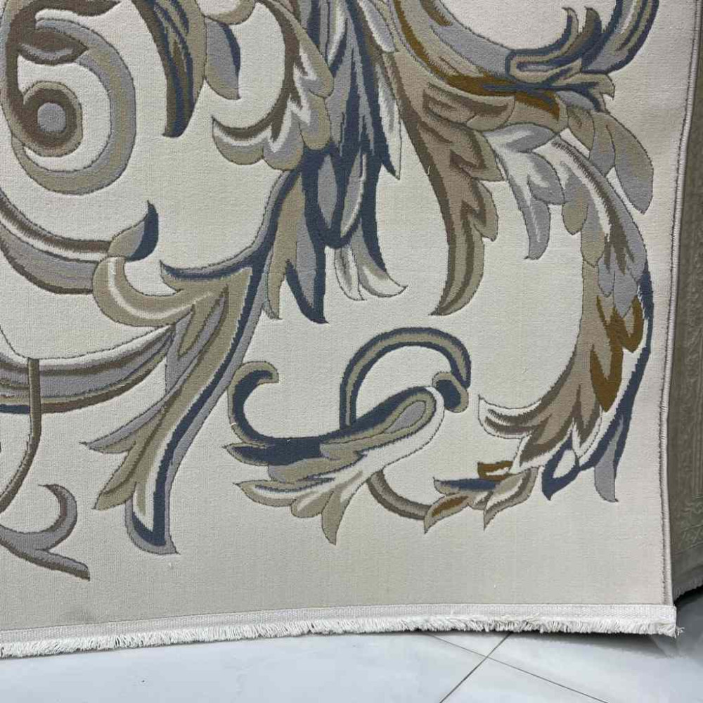 سجاد تركي اناقة نقش فرنسي J941DC كريم سماوي مقاس 100*200