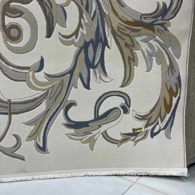 سجاد تركي اناقة نقش فرنسي J941DC كريم رصاصي مقاس 150*220