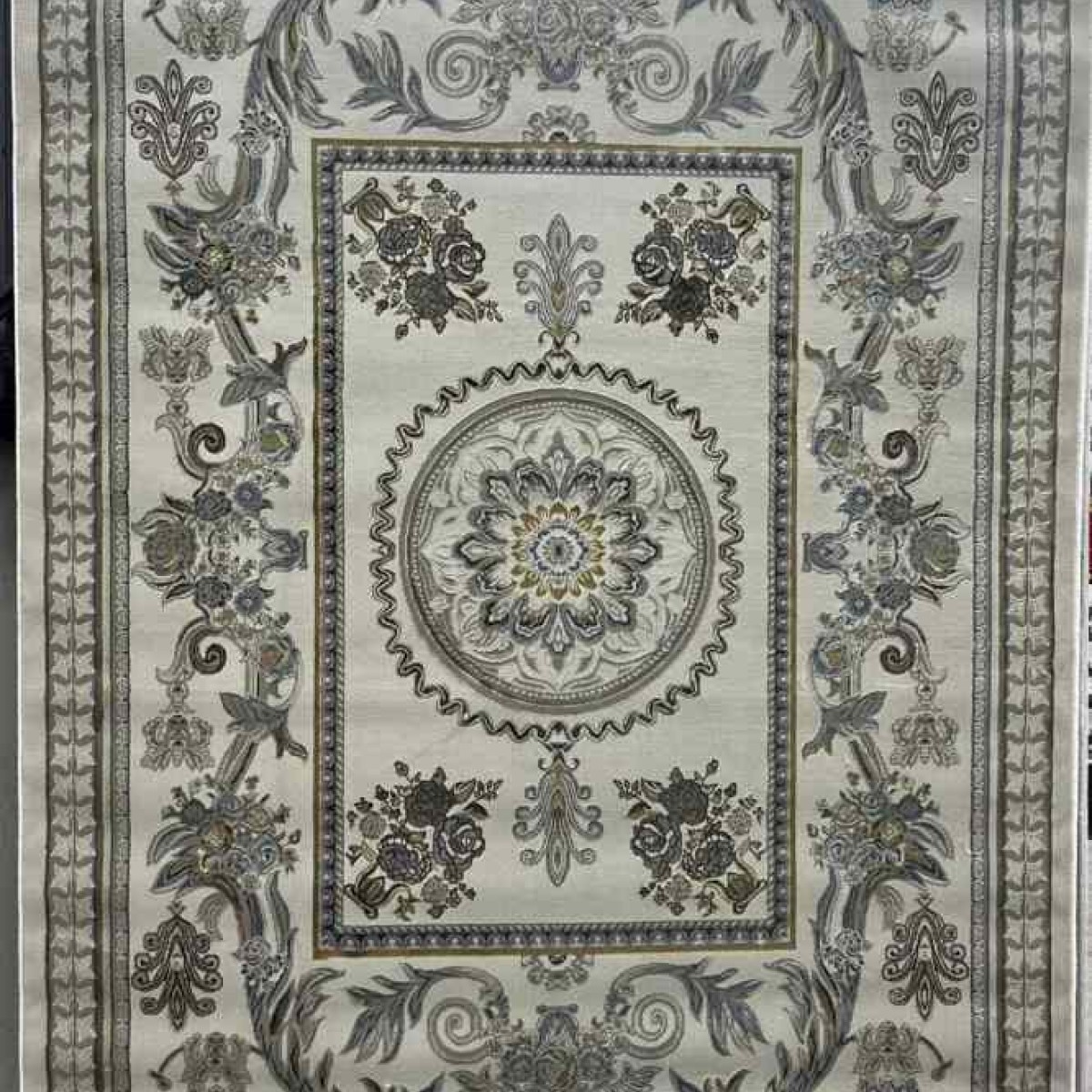 سجاد شرقي اليزا نقش ايراني تركي A6169A بيج ازرق فاتح مقاس 100*300
