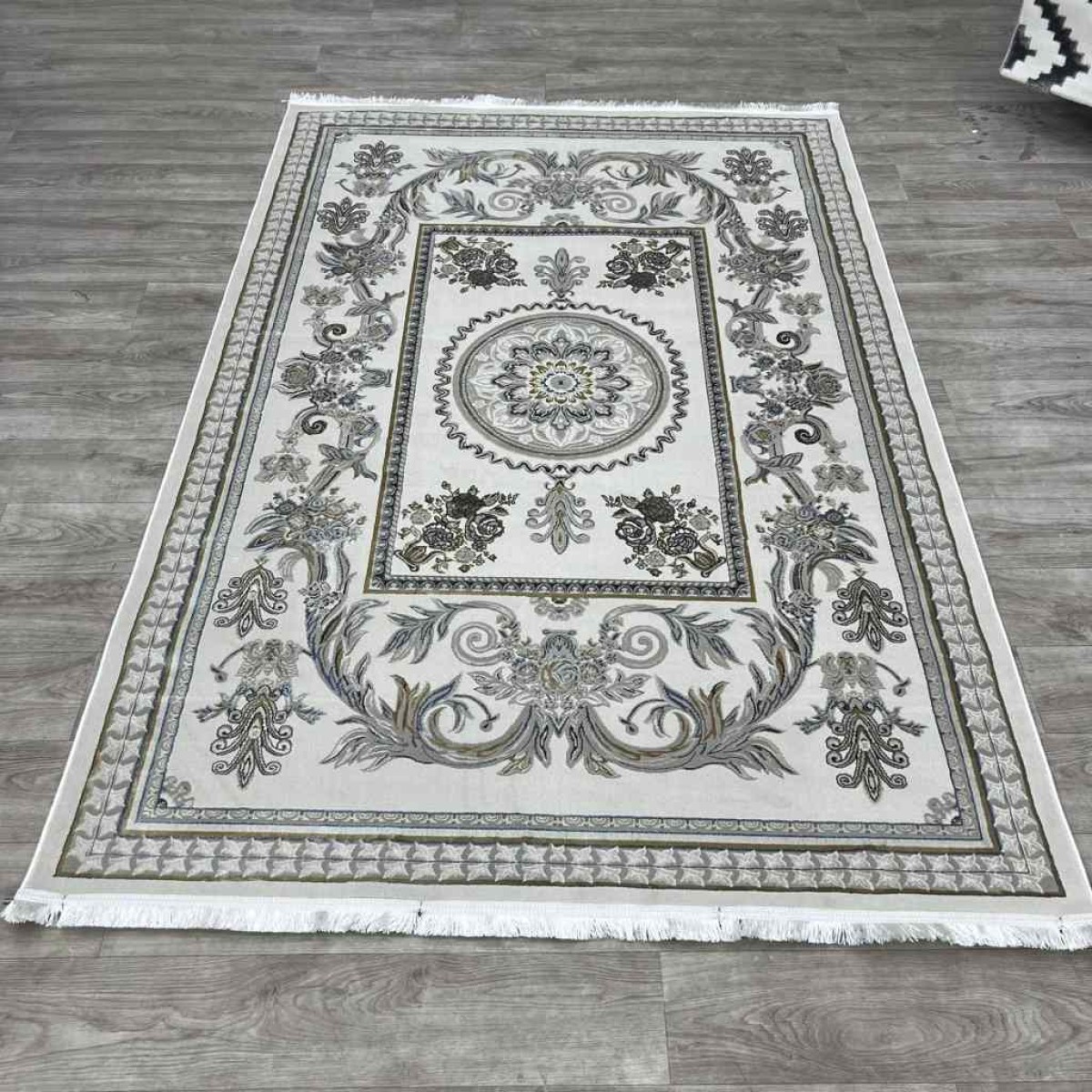 سجاد شرقي اليزا نقش ايراني تركي A6169A بيج ازرق فاتح مقاس 100*300