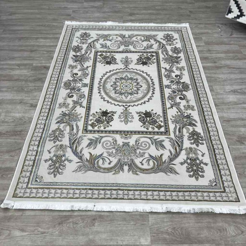 سجاد شرقي اليزا نقش ايراني تركي A6169A بيج ازرق فاتح مقاس 100*300