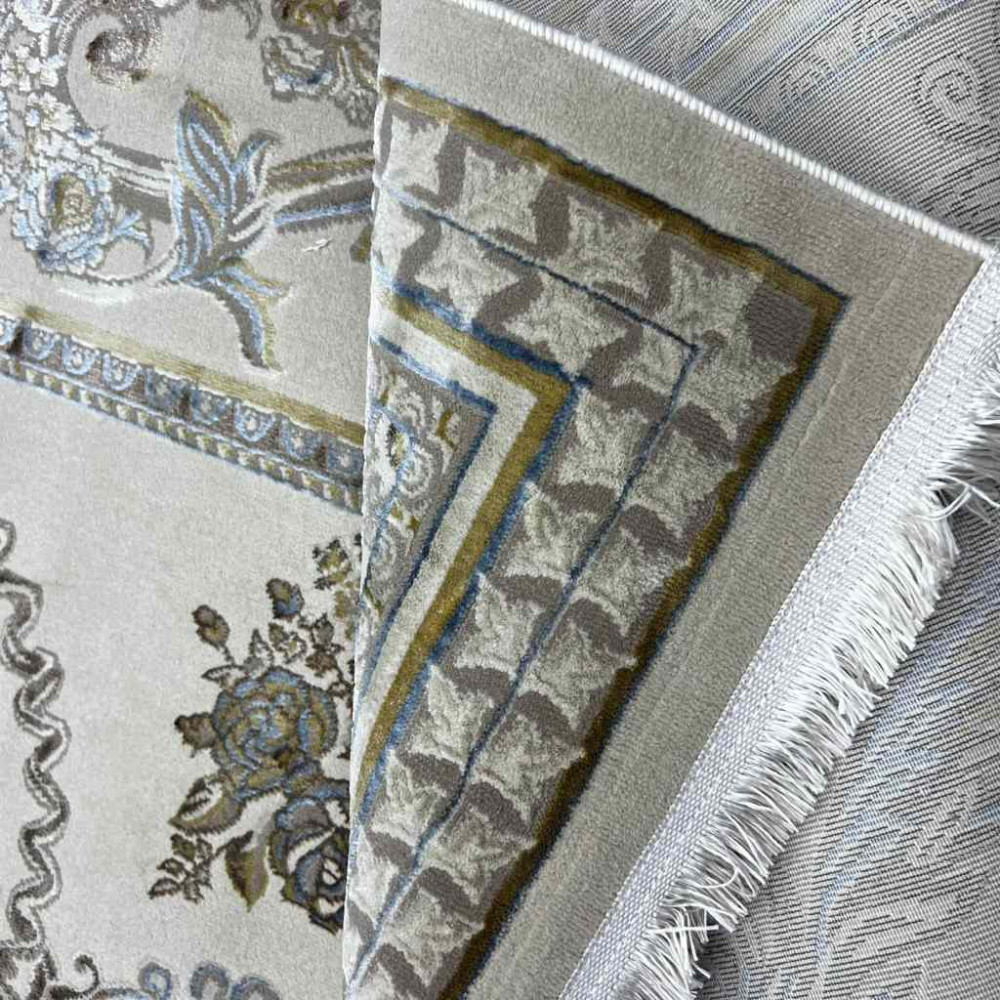 سجاد شرقي اليزا نقش ايراني تركي A6169A بيج ازرق فاتح مقاس 100*200