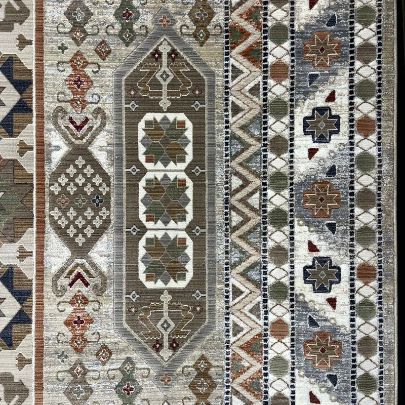 سجاد ليفون بوهيمي تركي L6952 بيج D84949 مقاس 100*200 - سجاد بوهيمي