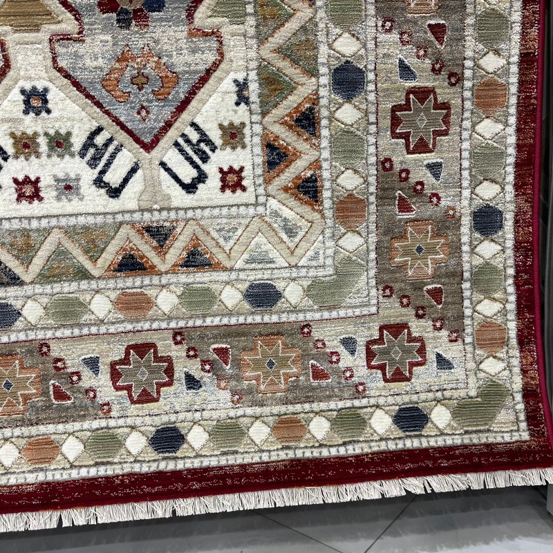 سجاد ليفون بوهيمي تركي L6952 احمر D84X9X مقاس 400*500 - سجاد بوهيمي