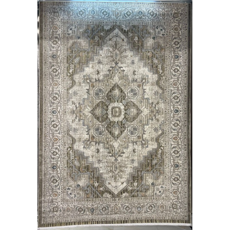سجاد بوهيمي تركي مراكش F0560A اخضر ابيض مقاس 100*200