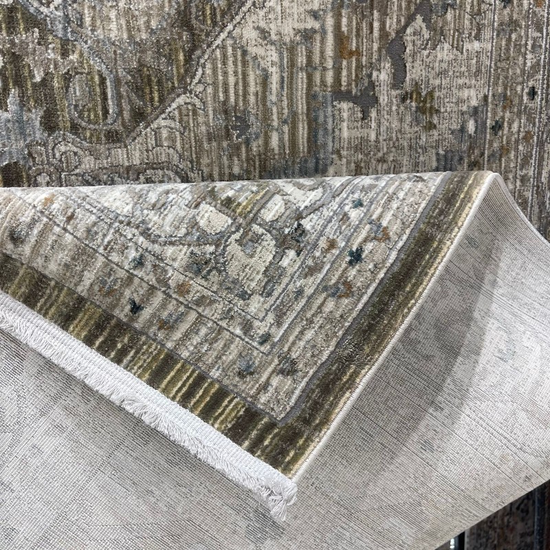 سجاد بوهيمي تركي مراكش F0560A اخضر ابيض مقاس 100*200