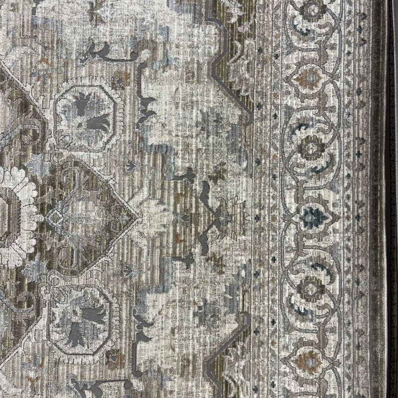 سجاد بوهيمي تركي مراكش F0560A اخضر ابيض مقاس 100*200