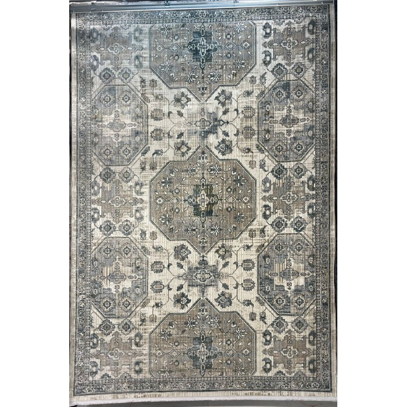 سجاد بوهيمي تركي مراكش X0746A ابيض سماوي مقاس 100*200