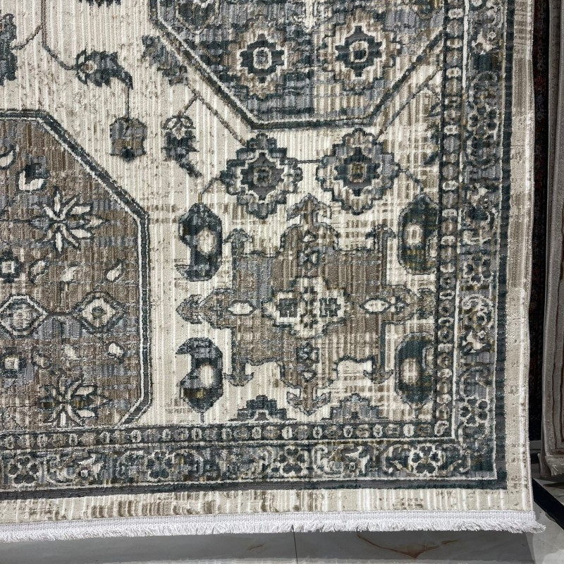 سجاد بوهيمي تركي مراكش X0746A ابيض سماوي مقاس 100*200