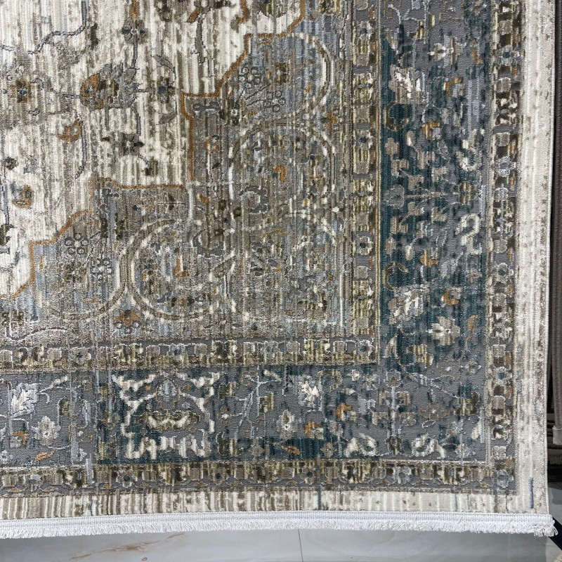 سجاد بوهيمي تركي مراكش X0750A ابيض رصاصي مقاس 300*400