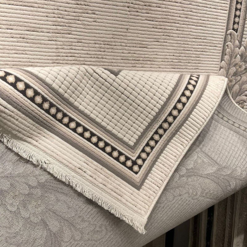 سجاد فورتاكس تركي 41498A كريم اسود مقاس 50*80 - سجاد مودرن