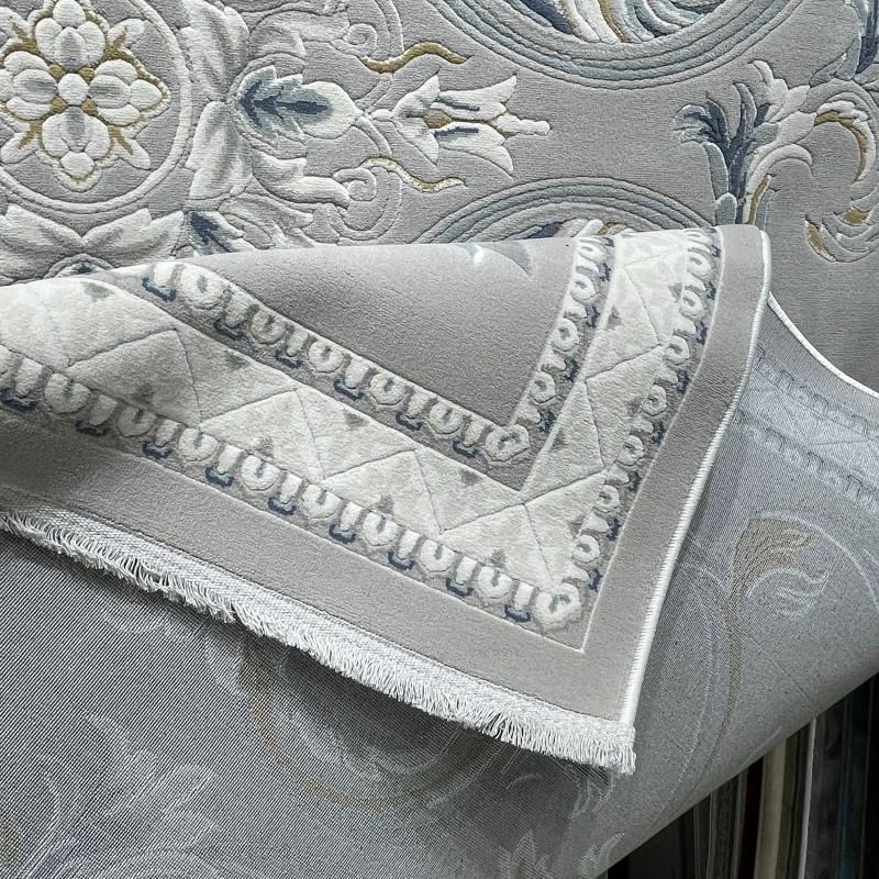 سجاد فورتاكس تركي 41748A كريم رصاصي دائري مقاس 300*300 - سجاد مودرن