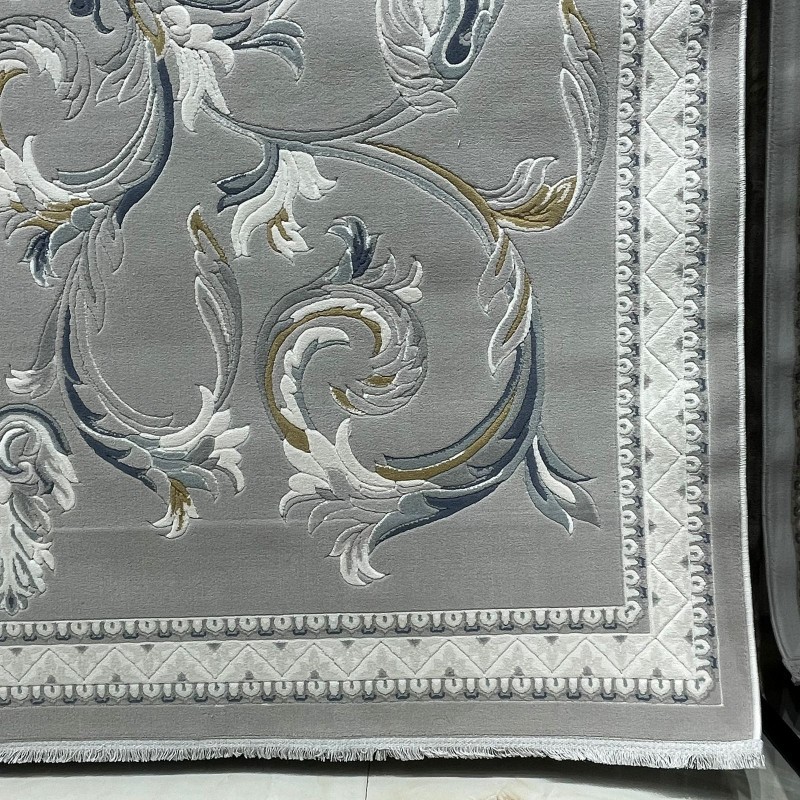 سجاد فورتاكس تركي 41748A كريم رصاصي دائري مقاس 300*300 - سجاد مودرن