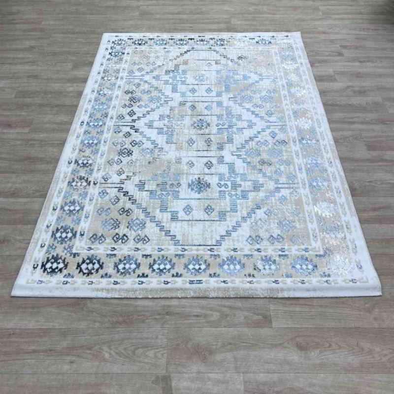 سجاد تركي ميا 11224B بيج ازرق غامق مقاس 80*150