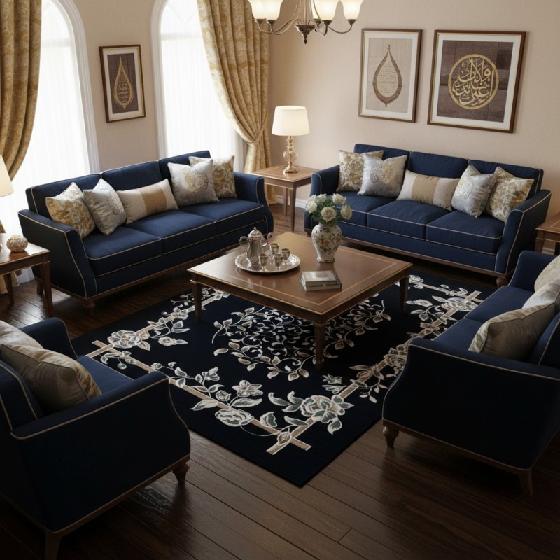 سجاد كلاسيك مالمو تركي S1019 كحلي مقاس 50*80