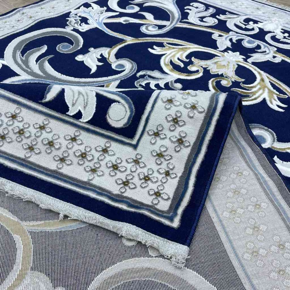 سجاد شرقي تاج نقش ايراني تركي 36023A كحلي مقاس 100*200