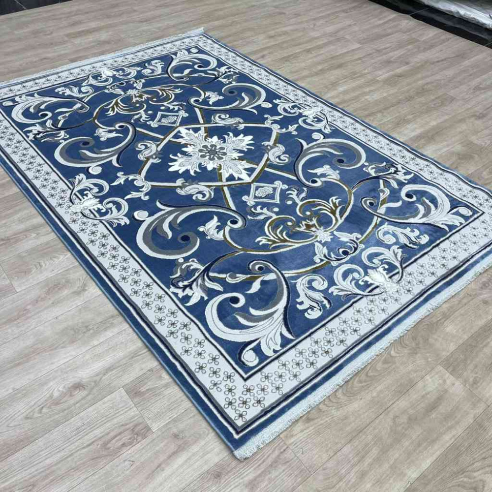 سجاد شرقي تاج نقش ايراني تركي 36023A سماوي مقاس 100*200