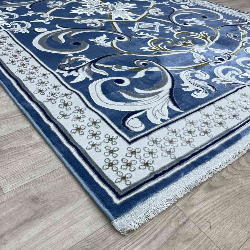 سجاد شرقي تاج نقش ايراني تركي 36023A سماوي مقاس 100*200