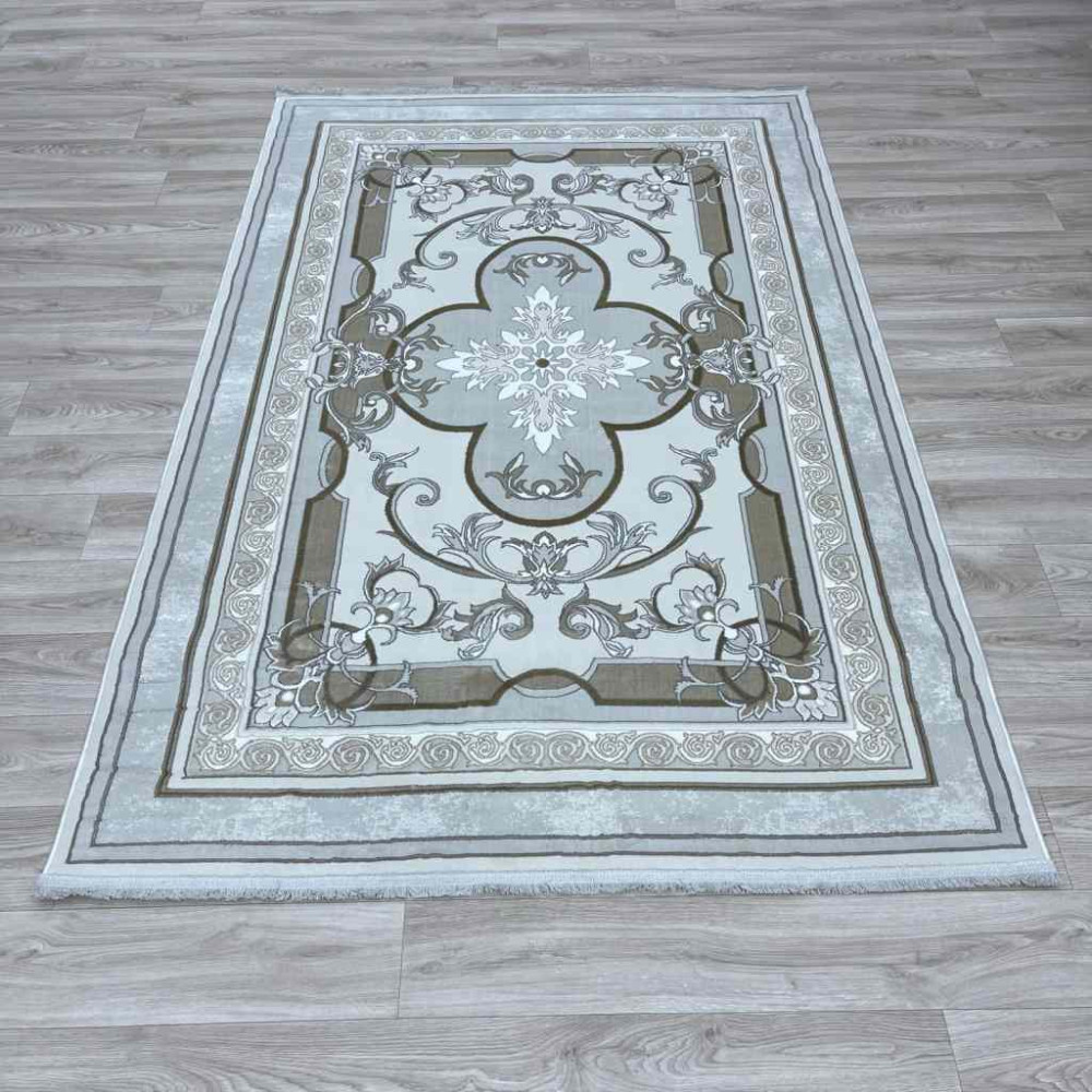 سجاد تركي سيرينتي نشقه ايراني 36235 كريم رمادي فاتح مقاس 300*400