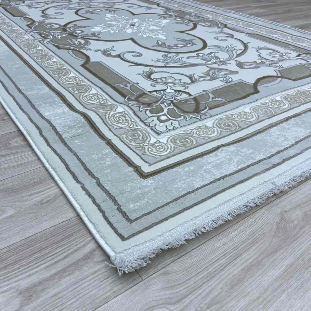 سجاد تركي سيرينتي نشقه ايراني 36235 كريم رمادي فاتح مقاس 300*400