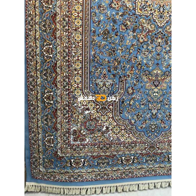 سجاد تركي الفخامة صوف اكرليك خيط مبروم  37878 لون سماوي مقاس 100*200