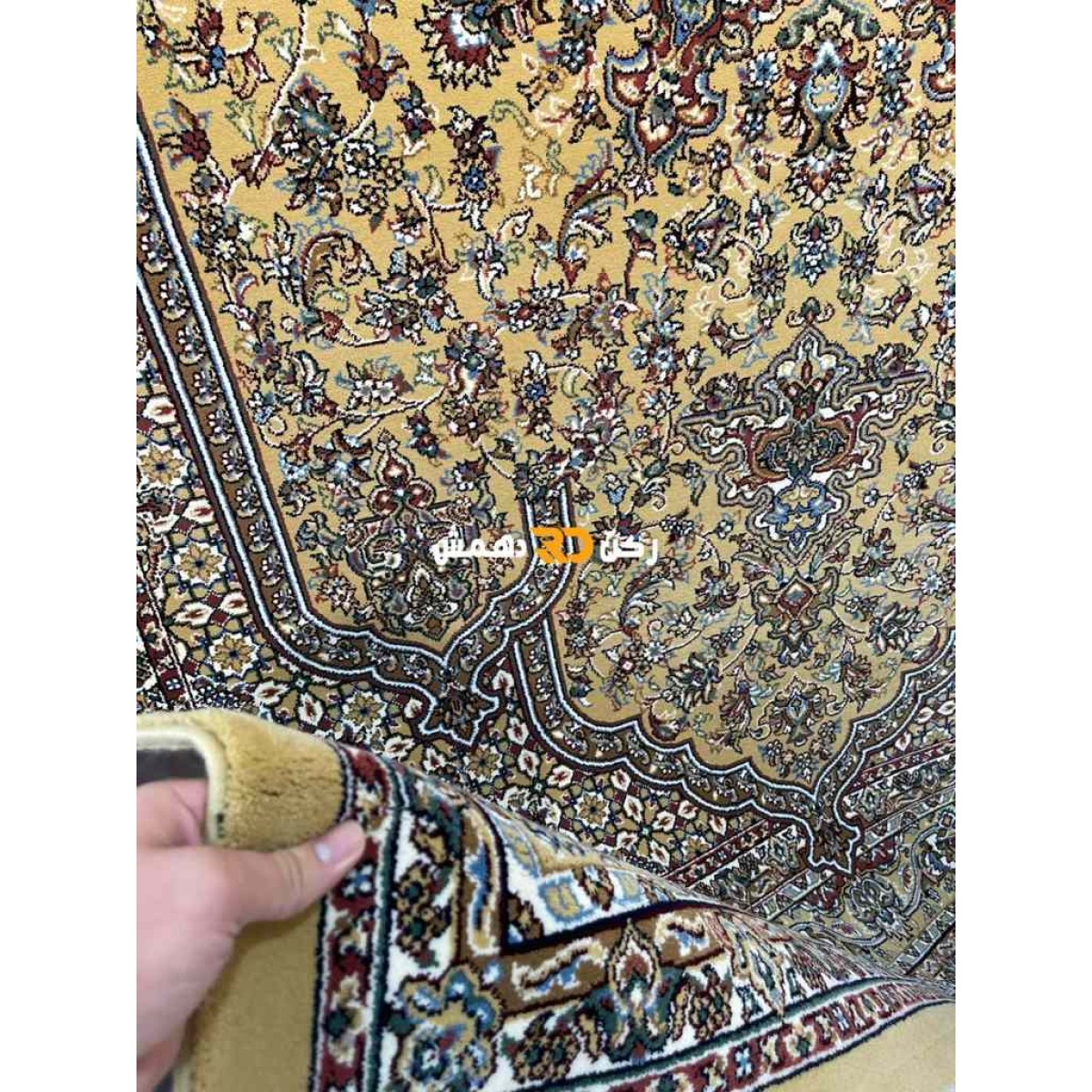 سجاد تركي الفخامة صوف اكرليك خيط مبروم  37878 لون ذهبي مقاس 200*300