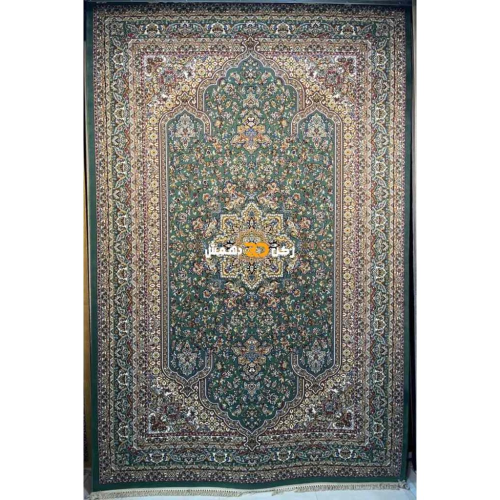 سجاد تركي الفخامة صوف اكرليك خيط مبروم  37878 لون اخضر مقاس 400*600