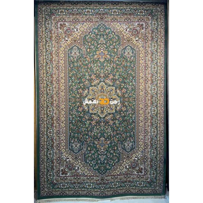سجاد تركي الفخامة صوف اكرليك خيط مبروم  37878 لون اخضر مقاس 400*400