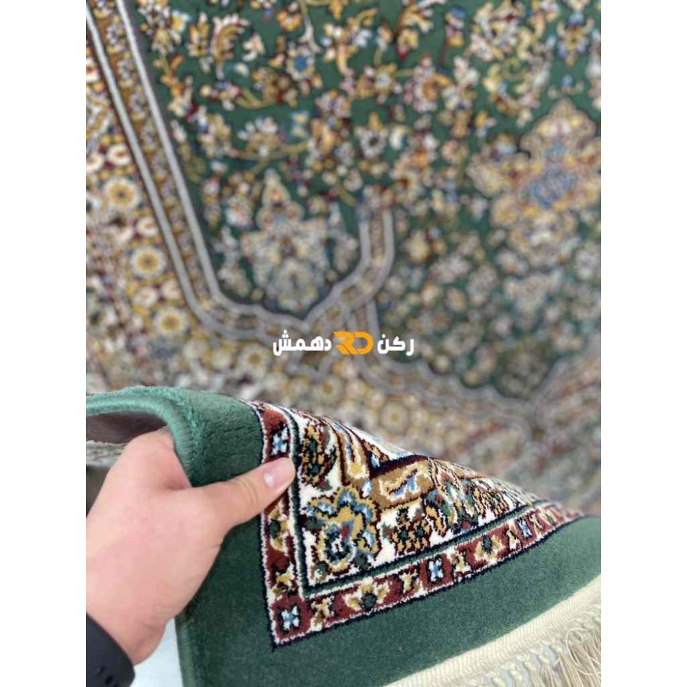 سجاد تركي الفخامة صوف اكرليك خيط مبروم  37878 لون اخضر مقاس 400*600
