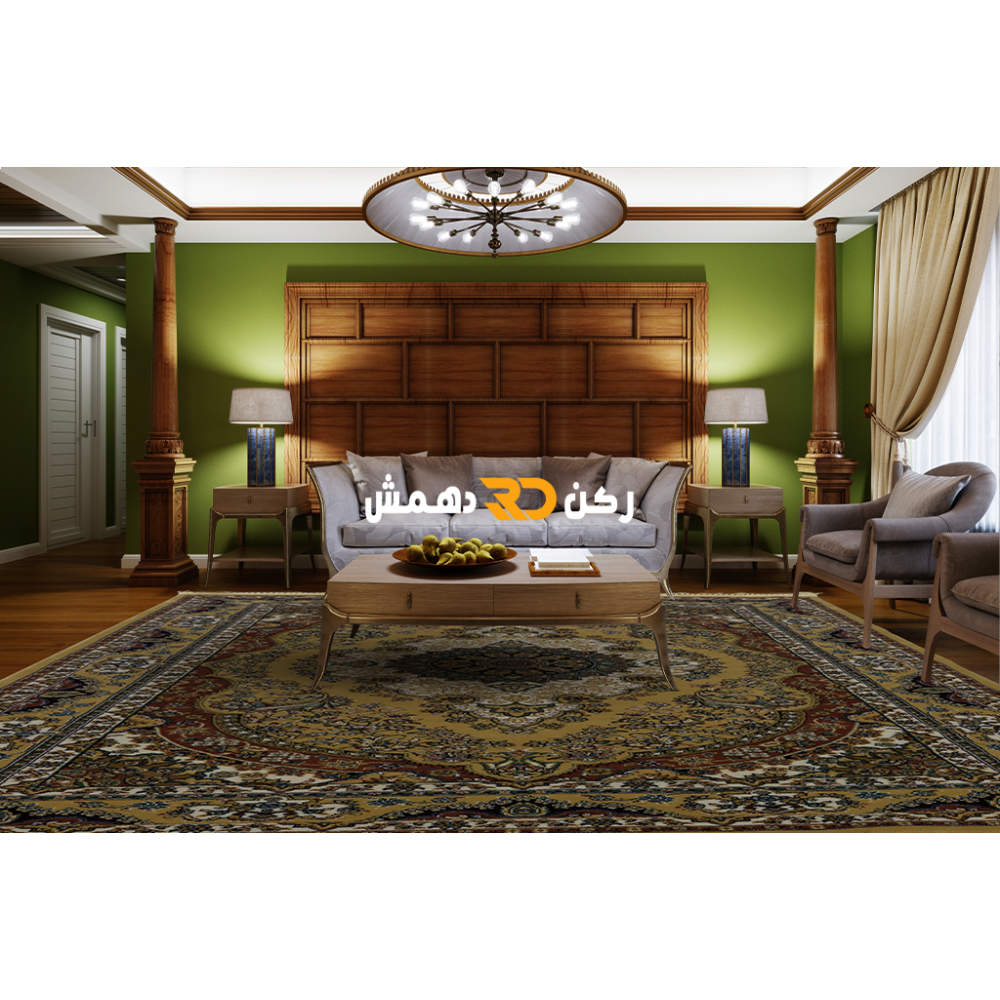 سجاد تركي الفخامة صوف اكرليك خيط مبروم  36963 لون ذهبي مقاس 250*350