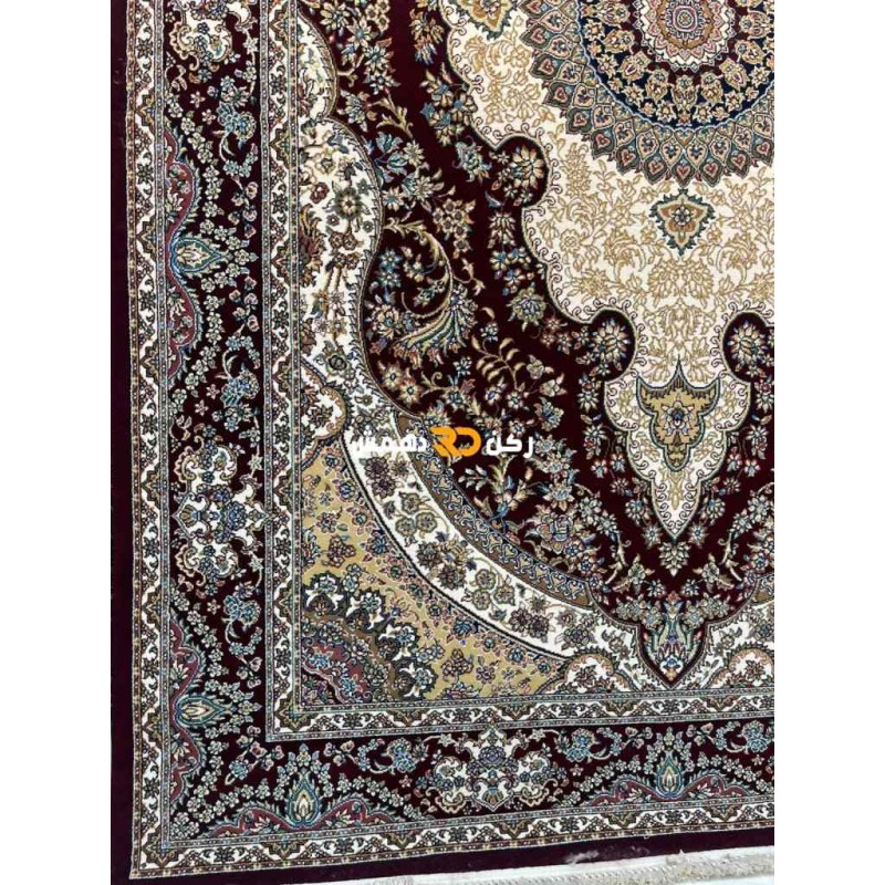 سجاد تركي الفخامة صوف اكرليك خيط مبروم  36963 لون احمر عنابي مقاس 400*500