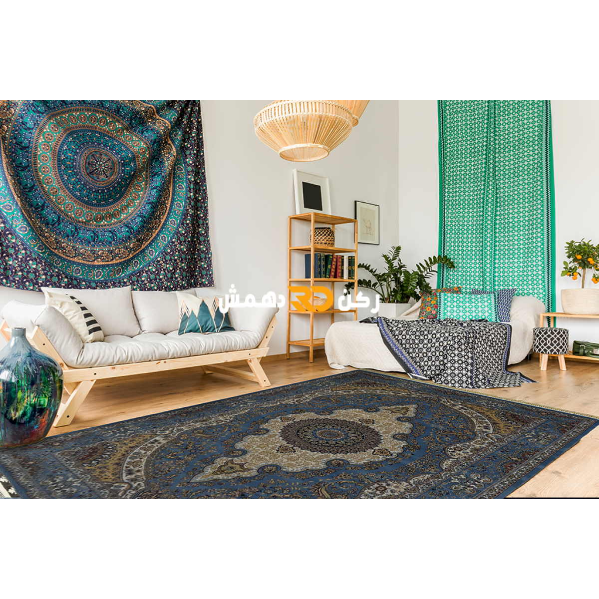 سجاد تركي الفخامة صوف اكرليك خيط مبروم  36963 لون سماوي مقاس 150*230