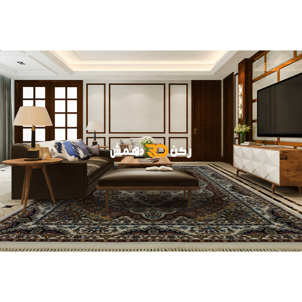 سجاد تركي الفخامة صوف اكرليك خيط مبروم  36963 لون كريم مقاس 400*500