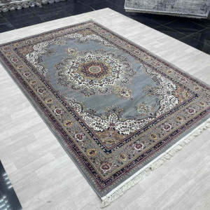 سجاد تركي الماس صوف درجه اولا كلاسيك سميك 38684A رصاصي مقاس 100*200