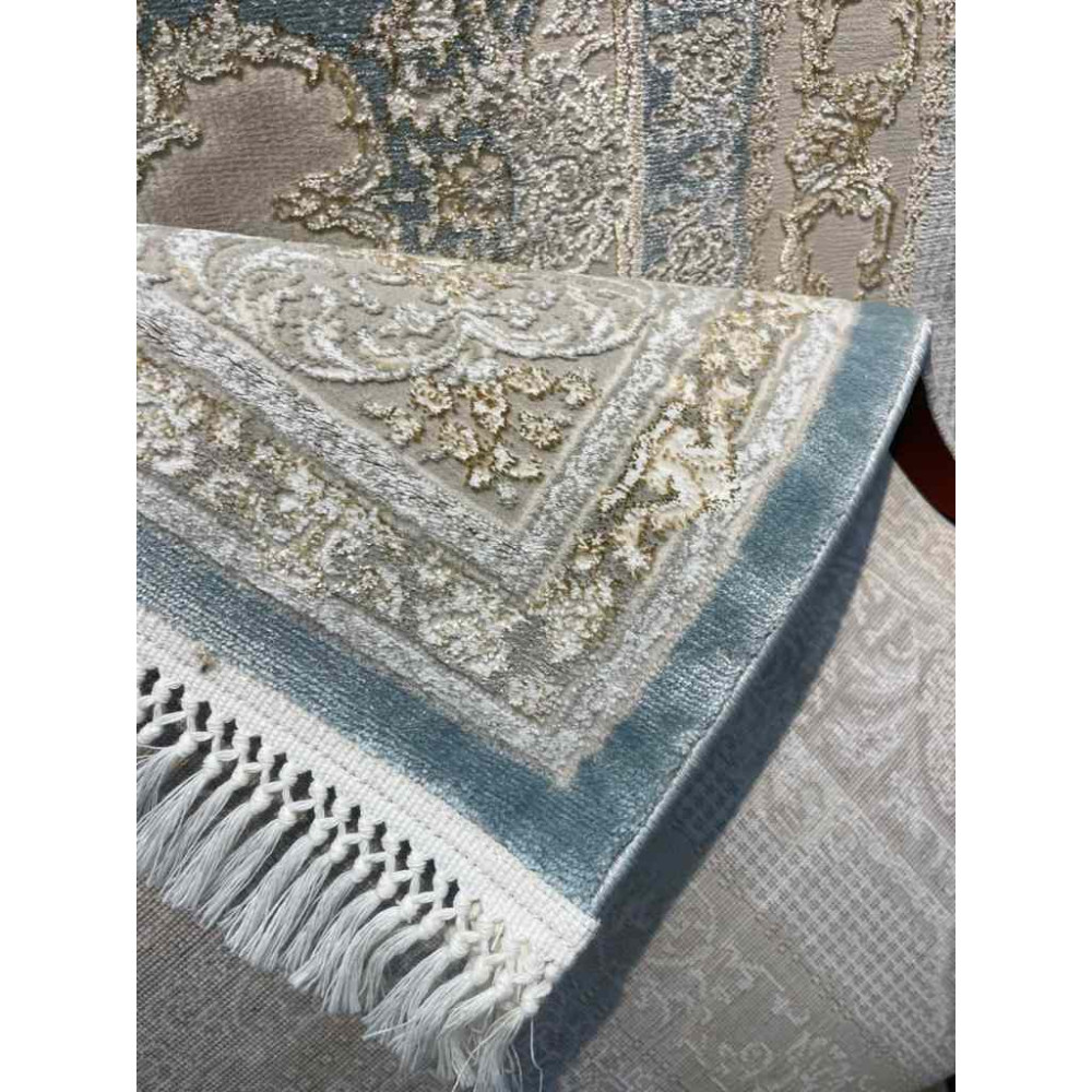 سجاد تركي اليمامة كلاسيك سميك ناعم 40378A سماوي مقاس 100*400