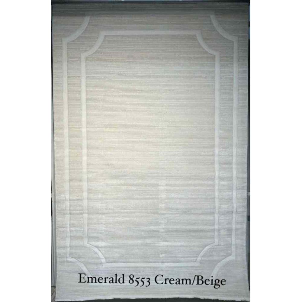 سجاد تركي اطار برواز الزمرد 8553 كريم بيج مقاس 100*400