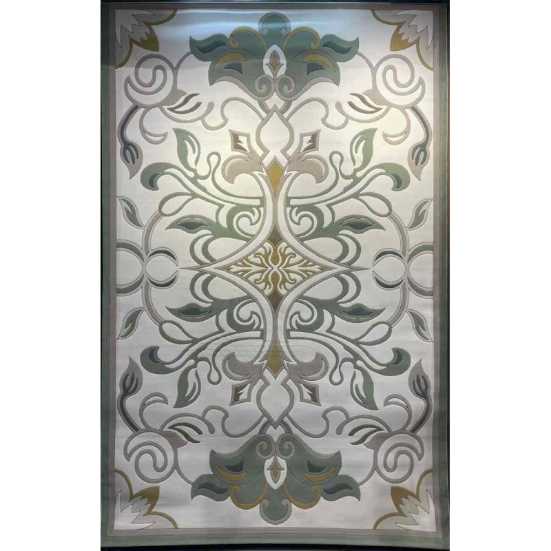 سجاد تركي بالاس S0190A  ابيض اخضر مقاس 400*600