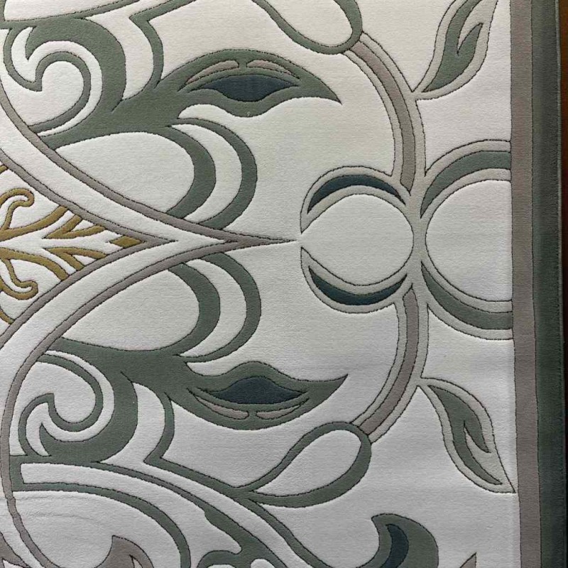 سجاد تركي بالاس S0190A  ابيض اخضر مقاس 400*600