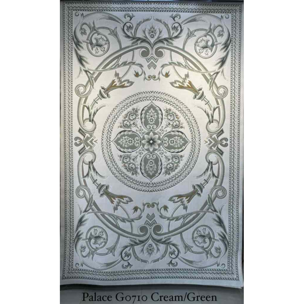 سجاد تركي بالاس G0710 كلاسيك نقش ملكي قصور سميك ناعم كريم اخضر مقاس 250*350