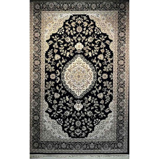 سجاد تركي صفوان كلاسيك سميك ناعم 40571 كحلي مقاس 100*300