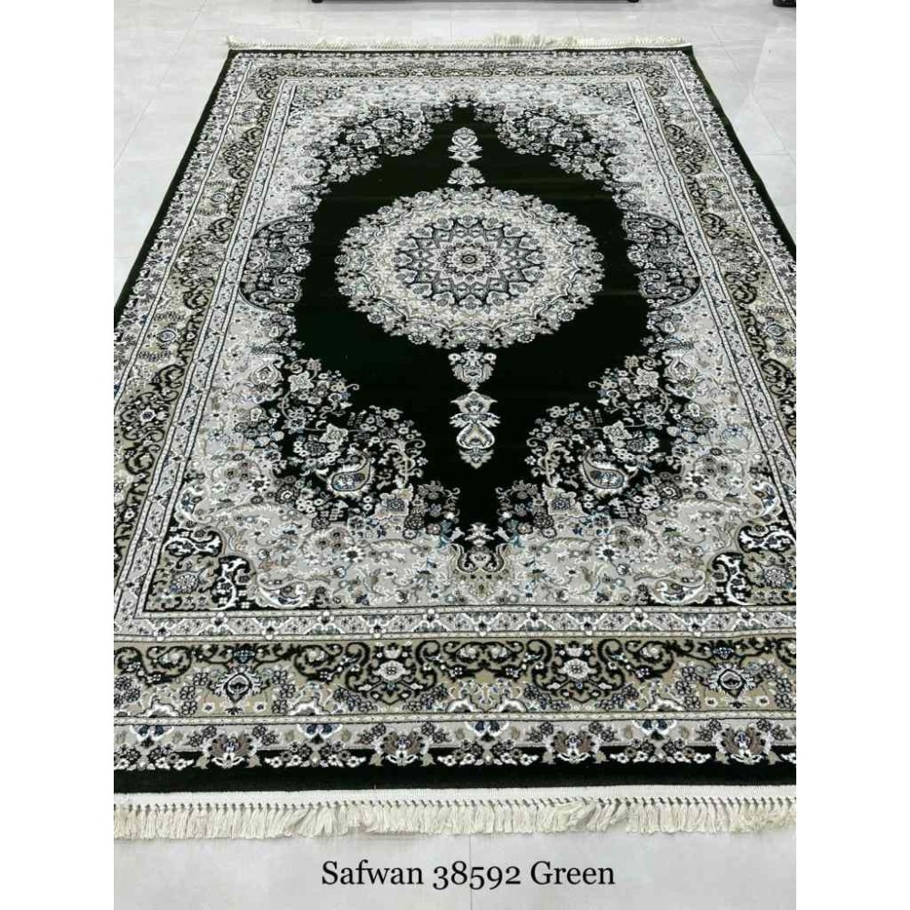 سجاد تركي صفوان كلاسيك سميك ناعم 38592 اخضر مقاس 100*400