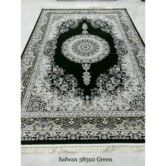 Safwan Classic Thick Soft Turkish Carpet 38592 Green Size 200*300 Safwan Classic Thick Soft Turkish Carpet 38592 Green Size 200*300