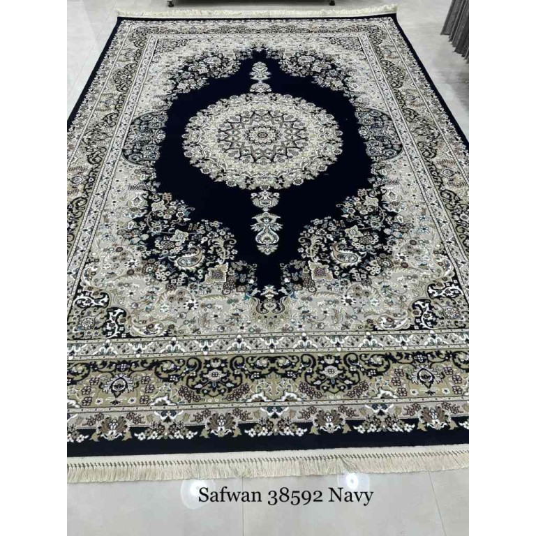 سجاد تركي صفوان كلاسيك سميك ناعم 38592 كحلي مقاس 400*500