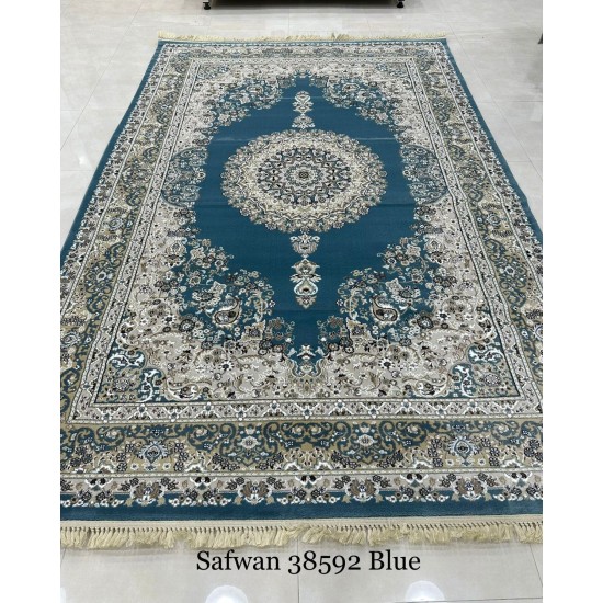 Safwan Classic Thick Soft Turkish Carpet 38592 Blue Size 100*200 Safwan Classic Thick Soft Turkish Carpet 38592 Blue Size 100*200