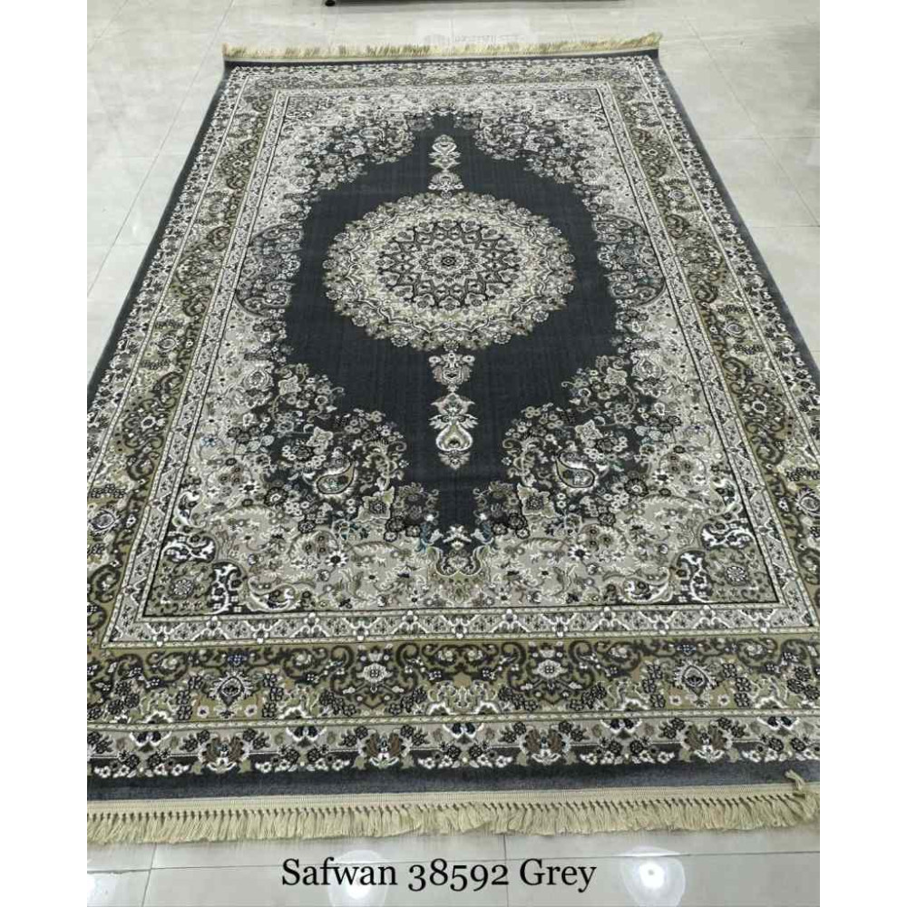 سجاد تركي صفوان كلاسيك سميك ناعم 38592 رصاصي مقاس 400*600