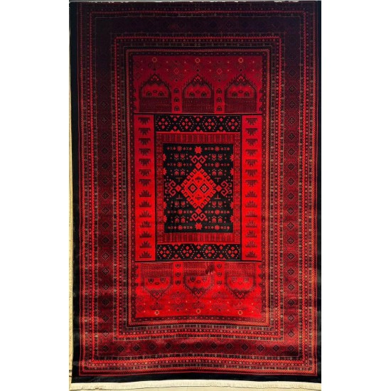 Turkish Samarqand Afghan Pattern Carpet 40294B Red Size 100*300 Turkish Samarqand Afghan Pattern Carpet 40294B Red Size 100*300
