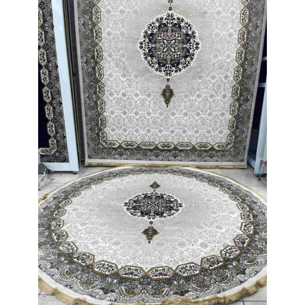 سجاد تركي كاشان دائري 1019A كريم كريم مقاس 150*150